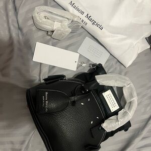 Maison Martin Margiela Black Textured Leather Tote